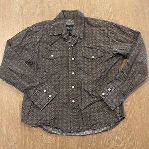 Pelham Shirt Boys Medium Black Pocket Pearl Snap Long Sleeve Western Wear Cowboy